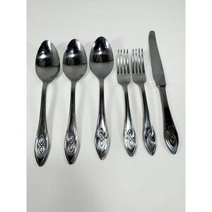 Lot 6 IKEA Natt Flatware Spoons Forks Knife Scroll Tip